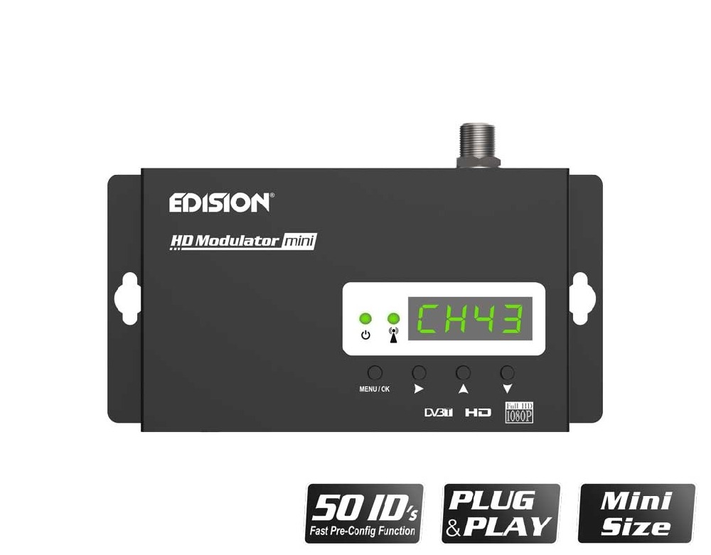 EDISION HDMI Modulator 3-in-1 Mini - HDMI Naar DVB-T, ISDB-T Of DVB-C Full HD - Coax Kabel Verdeling
